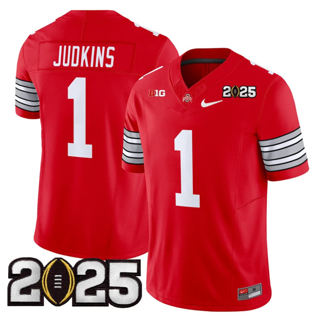 Men Ohio State Buckeyes #1 Quinshon Judkins Red 2025 CFP Final Patch F.U.S.E. Vapor Limited Stitched NCAA Jersey->ncaa teams->NCAA Jersey